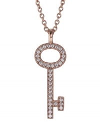 Put your look under lock and key. CRISLU's mini key pendant sparkles with the addition of round-cut cubic zirconias (1/3 ct. t.w.) set in polished 18k gold over sterling silver. Approximate length: 16 inches + 2-inch extender. Approximate drop: 1 inch. Put your look under lock and key. CRISLU's mini key pendant sparkles with the addition of round-cut cubic zirconias (1/3 ct. t.w.) set in polished 18k gold over sterling silver. Approximate length: 16 inches + 2-inch extender. Approximate drop: 1 inch.