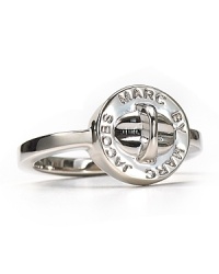 Simple, silvery and stamped with MARC BY MARC JACOBS' signature. Show your label love with this rhodium ring from one of the fashion pack's favorite brands. Simple, silvery and stamped with MARC BY MARC JACOBS' signature. Show your label love with this rhodium ring from one of the fashion pack's favorite brands.