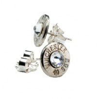 Classy, Dainty Winchester .40 S&W Nickel Bullet Head Stud Earrings with Swarovski Crystals Classy, Dainty Winchester .40 S&W Nickel Bullet Head Stud Earrings with Swarovski Crystals