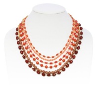 Rachel Reinhardt Caroline 14k Gold Plated Six Strand Chunky Nested Necklace with Red and Peach Coral and Red Turquoise Rachel Reinhardt Caroline 14k Gold Plated Six Strand Chunky Nested Necklace with Red and Peach Coral and Red Turquoise