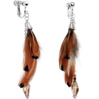 Handcrafted Natural Golden Shadow Feather Clip On Earrings MADE WITH SWAROVSKI ELEMENTS Handcrafted Natural Golden Shadow Feather Clip On Earrings MADE WITH SWAROVSKI ELEMENTS