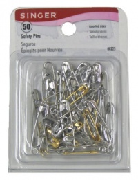 Singer Assorted Steel and Brass Safety Pins, Multisize, 50-Count Singer Assorted Steel and Brass Safety Pins, Multisize, 50-Count