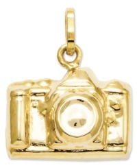 For the photography lover in your life, this 14k gold camera charm makes a stunning addition to any chain necklace or bracelet. Chain not included. Approximate drop length: 3/5 inch. Approximate drop width: 1/2 inch. For the photography lover in your life, this 14k gold camera charm makes a stunning addition to any chain necklace or bracelet. Chain not included. Approximate drop length: 3/5 inch. Approximate drop width: 1/2 inch.