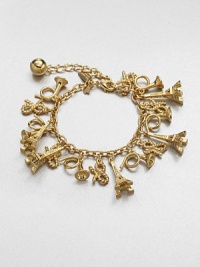 This radiant design with French flair features whimsical charms. 12K goldplatedLength, about 7.25Lobster clasp closureImported This radiant design with French flair features whimsical charms. 12K goldplatedLength, about 7.25Lobster clasp closureImported