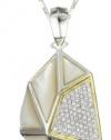 Kara Ross Pyramid Mother-Of-Pearl and White Sapphires Large Pendant Necklace