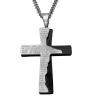 Men's Stainless Steel Tablet Cross Pendant Necklace, 24 Men's Stainless Steel Tablet Cross Pendant Necklace, 24