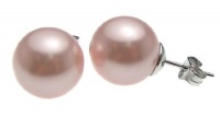 Sterling Silver Pink Pearl Stud Earrings 11.5-12mm Sterling Silver Pink Pearl Stud Earrings 11.5-12mm