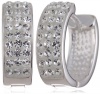 VINANI German 925 Sterling Silver Women Huggie Hoop Earrings oval shiny Swarovski Crystals white CSZ