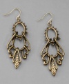 Free in spirit, these stylish Lucky Brand earrings feature attractive openwork. Crafted in vintage goldtone mixed metal. Approximate drop: 2-1/2 inches.