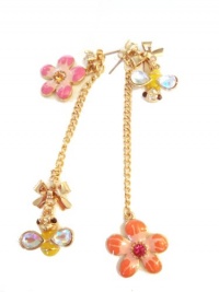 Cute Bee and Flower Mismatch Drop Earrings Cute Bee and Flower Mismatch Drop Earrings