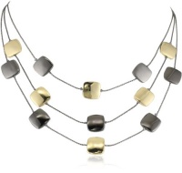 Kenneth Cole New York Modern Garnet Gold and Hematite Square Disc Illusion Necklace Kenneth Cole New York Modern Garnet Gold and Hematite Square Disc Illusion Necklace