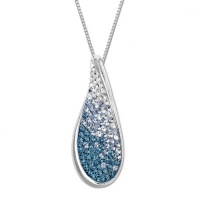 Carnevale Sterling Silver Faded Blue Tear Drop with Swarovski Elements Pendant Necklace, 18 Carnevale Sterling Silver Faded Blue Tear Drop with Swarovski Elements Pendant Necklace, 18