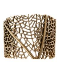 Fashion as art. Lucky Brand's chic cuff bracelet features intricate, open work patterns. Crafted in gold tone mixed metal. Approximate diameter: 2-1/3 inches. Fashion as art. Lucky Brand's chic cuff bracelet features intricate, open work patterns. Crafted in gold tone mixed metal. Approximate diameter: 2-1/3 inches.