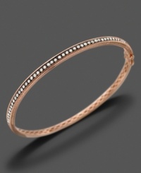 Heat up your look with this irresistible diamond bracelet in 14k rose gold, featuring shimmering, round-cut chocolate diamonds (1 ct. t.w.). Approximate diameter: 2-5/8 inches. Heat up your look with this irresistible diamond bracelet in 14k rose gold, featuring shimmering, round-cut chocolate diamonds (1 ct. t.w.). Approximate diameter: 2-5/8 inches.