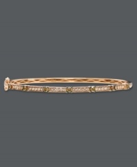 Slim, sparkly and perfect for stacking. Le Vian's stunning bangle bracelet combines round-cut white diamonds (1/2 ct. t.w.) and chocolate diamonds (5/8 ct. t.w.) in a rich 14k rose gold setting. Bracelet features a hinge clasp. Approximate length: 7-1/2 inches. Slim, sparkly and perfect for stacking. Le Vian's stunning bangle bracelet combines round-cut white diamonds (1/2 ct. t.w.) and chocolate diamonds (5/8 ct. t.w.) in a rich 14k rose gold setting. Bracelet features a hinge clasp. Approximate length: 7-1/2 inches.