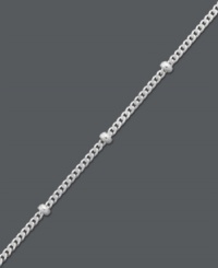 Add shining style to sun-kissed legs. Giani Bernini's polished anklet features a cable link chain with beaded accents. Crafted in sterling silver. Approximate length: 9 inches. Add shining style to sun-kissed legs. Giani Bernini's polished anklet features a cable link chain with beaded accents. Crafted in sterling silver. Approximate length: 9 inches.