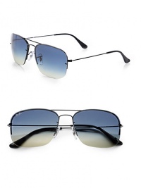 Sharp, definitive double-bridge frames crafted in lightweight metal. Available in black frames with crystal sky blue lenses.Acetate/metal100% UV ProtectionMade in Italy Sharp, definitive double-bridge frames crafted in lightweight metal. Available in black frames with crystal sky blue lenses.Acetate/metal100% UV ProtectionMade in Italy