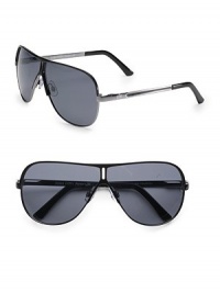 EXCLUSIVELY OURS. Any-season style with a sleek, sporty design in lightweight metal. Polarized lenses 100% UV protective Imported EXCLUSIVELY OURS. Any-season style with a sleek, sporty design in lightweight metal. Polarized lenses 100% UV protective Imported