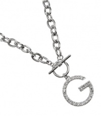 G by GUESS Sparkling G Logo Necklace, SILVER