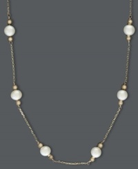 Extraordinary elegance. Effy Collection's pretty tin cup necklace highlights cultured freshwater pearls (5-5-1/2 mm) and fourteen beaded accents in gold. Crafted in 14k gold. Approximate length: 20 inches. Extraordinary elegance. Effy Collection's pretty tin cup necklace highlights cultured freshwater pearls (5-5-1/2 mm) and fourteen beaded accents in gold. Crafted in 14k gold. Approximate length: 20 inches.