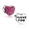 Bling Jewelry Pink Swarovski Crystal I Love You Heart Charm Bead Fits Pandora