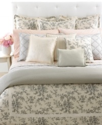 A chain stitch of floral embroidery in elegant diamond latticework adds sleek softness to this pure cotton sham from Lauren Ralph Lauren. Reverses to solid gray sateen for an impressive transformation in style. A chain stitch of floral embroidery in elegant diamond latticework adds sleek softness to this pure cotton sham from Lauren Ralph Lauren. Reverses to solid gray sateen for an impressive transformation in style.