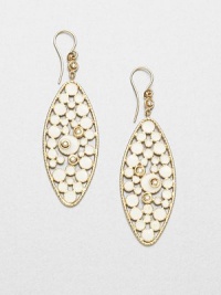 From the Bollicine Collection. A intricately detailed 18k gold drop design accented with glossy enamel. 18k goldEnamelDrop, about 2Hook backMade in Italy From the Bollicine Collection. A intricately detailed 18k gold drop design accented with glossy enamel. 18k goldEnamelDrop, about 2Hook backMade in Italy
