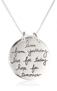 Sterling Silver Live The Life You Love. Learn From Yesterday. Live For Today. Hope For Tomorrow Reversible Necklace, 18