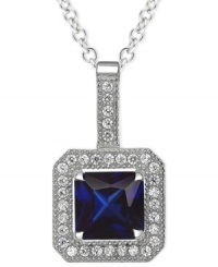 Beautiful in blue. This necklace from CRISLU is crafted from platinum over sterling silver with a dazzling pendant in faceted sapphire-colored and clear cubic zirconias (57/100). Approximate length: 16 inches + 2-inch extender. Approximate drop: 7/10 inch. Beautiful in blue. This necklace from CRISLU is crafted from platinum over sterling silver with a dazzling pendant in faceted sapphire-colored and clear cubic zirconias (57/100). Approximate length: 16 inches + 2-inch extender. Approximate drop: 7/10 inch.