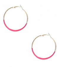 G by GUESS Gold-Tone and Fuchsia Hoop Earrings, GOLD