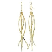 LG SPIRAL GOLD EAR W/ CHAIN Modern Long Gold Tone Chain and Spiral Earrings LG SPIRAL GOLD EAR W/ CHAIN Modern Long Gold Tone Chain and Spiral Earrings