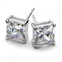 Fathers Day Gifts Bling Jewelry Mens Square CZ Princess Cut Stud Earrings 925 Sterling Silver 5mm Fathers Day Gifts Bling Jewelry Mens Square CZ Princess Cut Stud Earrings 925 Sterling Silver 5mm