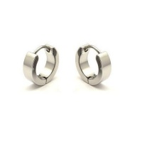 Silver Tone Men Unisex Huggie Earrings in Stainless Steel Silver Tone Men Unisex Huggie Earrings in Stainless Steel