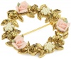 1928 Jewelry Porcelain Rose Floral Wreath Brooch