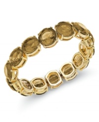 Stone stunner. This glamorous golden bracelet from Charter Club is the epitome of elegance. Set in 14k gold-plated mixed metal, the warm, topaz-hued plastic beads capture and reflect the light in a soft, sunny shimmer. Bracelet stretches to fit wrist. Approximate diameter: 2-1/4 inches. Stone stunner. This glamorous golden bracelet from Charter Club is the epitome of elegance. Set in 14k gold-plated mixed metal, the warm, topaz-hued plastic beads capture and reflect the light in a soft, sunny shimmer. Bracelet stretches to fit wrist. Approximate diameter: 2-1/4 inches.