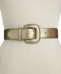 Get your fashion bases covered with this metallic faux-leather belt from Style&co. Get your fashion bases covered with this metallic faux-leather belt from Style&co.