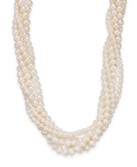 Belle de Mer's fresh take on a classic: five rows of twisted cultured freshwater pearls (4-6 mm) with a sterling silver clasp create that perfectly-polished look. Approximate length: 20 inches. Belle de Mer's fresh take on a classic: five rows of twisted cultured freshwater pearls (4-6 mm) with a sterling silver clasp create that perfectly-polished look. Approximate length: 20 inches.