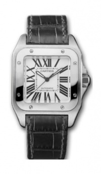 Cartier Midsize W20106X8 Santos 100 Automatic Leather Watch Cartier Midsize W20106X8 Santos 100 Automatic Leather Watch