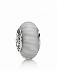 This candy-striped murano glass charm looks sweet enough to eat. Logo-engraved sterling silver trim displays the PANDORA signature. This candy-striped murano glass charm looks sweet enough to eat. Logo-engraved sterling silver trim displays the PANDORA signature.