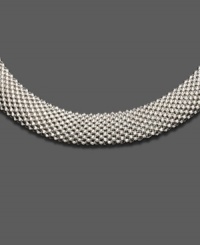 Stunningly simple, this mesh sterling silver oval necklace is a piece you can't live without. Approximate length: 18 inches. Stunningly simple, this mesh sterling silver oval necklace is a piece you can't live without. Approximate length: 18 inches.