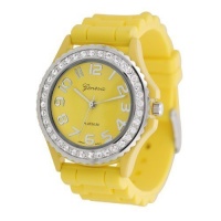 Geneva Platinum CZ Accented Silicone Link Watch, Large Face Geneva Platinum CZ Accented Silicone Link Watch, Large Face