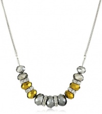 Nine West Metallic Affair Hematite and Silver-Tone Beaded Frontal Necklace Nine West Metallic Affair Hematite and Silver-Tone Beaded Frontal Necklace