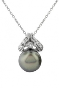Effy Jewlery 14K Gold Diamond and Tahitian Pearl Pendant, .06 TCW Effy Jewlery 14K Gold Diamond and Tahitian Pearl Pendant, .06 TCW