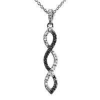 Sterling Silver Black and White Diamond Infinity Twist Pendant ( .12cttw 18 Chain) Sterling Silver Black and White Diamond Infinity Twist Pendant ( .12cttw 18 Chain)