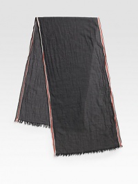 A splendid approach to layering this season, this crinkled scarf with stripe detail is woven in Italian wool with fringed edges for a look and feel that is lightweight yet warm.Fringed ends18 x 68WoolDry cleanMade in Italy A splendid approach to layering this season, this crinkled scarf with stripe detail is woven in Italian wool with fringed edges for a look and feel that is lightweight yet warm.Fringed ends18 x 68WoolDry cleanMade in Italy