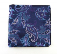 100% Silk Woven Navy and Lavender Pin Paisley Pocket Square 100% Silk Woven Navy and Lavender Pin Paisley Pocket Square