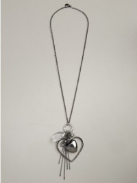 GUESS Open Heart Long Charm Necklace, HEMATITE MULTI GUESS Open Heart Long Charm Necklace, HEMATITE MULTI