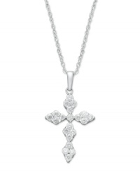 Give her the gift she'll cherish forever. Symbolic and sparkling, this marquise-shaped cross pendant shines exquisitely with round-cut diamonds (1/2 ct. t.w.) set in 14k white gold. Approximate length: 18 inches. Approximate drop: 1 inch. Give her the gift she'll cherish forever. Symbolic and sparkling, this marquise-shaped cross pendant shines exquisitely with round-cut diamonds (1/2 ct. t.w.) set in 14k white gold. Approximate length: 18 inches. Approximate drop: 1 inch.