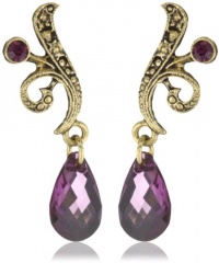 1928 Jewelry Deep Siberian Gold-Tone Amethyst Faceted Teardrop Earrings 1928 Jewelry Deep Siberian Gold-Tone Amethyst Faceted Teardrop Earrings
