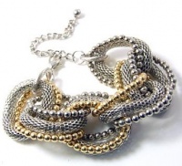 Designer Inspired Mesh Linked Two-tone Silver and Gold Glamour Bracelet Designer Inspired Mesh Linked Two-tone Silver and Gold Glamour Bracelet